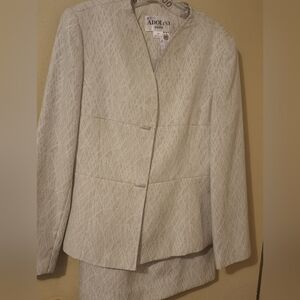 2pc Women's Green And White Skirt Suit